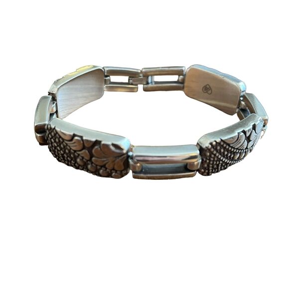 Brighton Link Bracelet Silver Tone Engraved - Picture 1 of 10